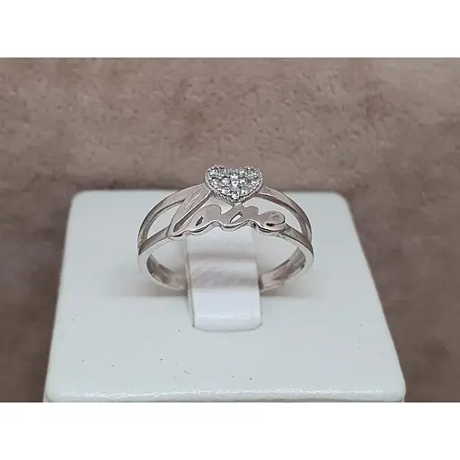 Серебряное кольцо Агни ЛЮБОВЬ с фианитами. 1216/1Р-CZ 17,5 - фото 4