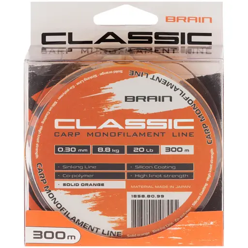 Волосінь Brain Classic Carp Line (solid orange) 300 м 0.30 мм 20 lb 8.8 кг - фото 2