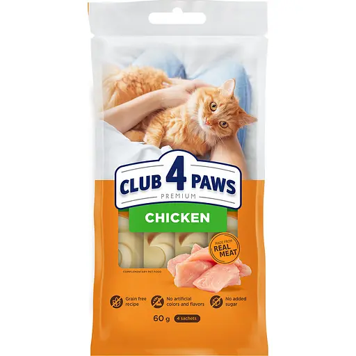 Лакомство для кошек Club 4 Paws Премиум кремовые курица 60 г - фото 1