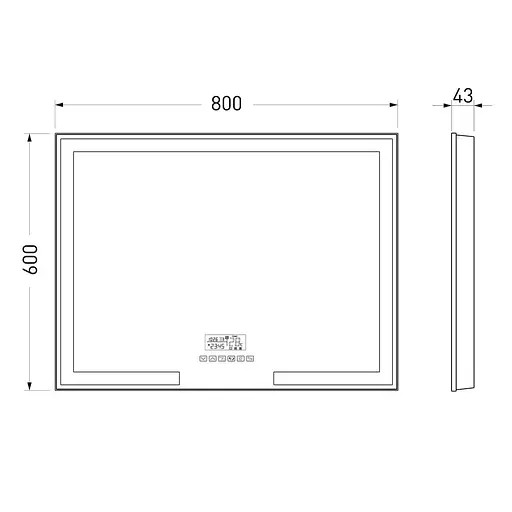 Дзеркало прямокутне 80*60см з підсвічуванням, підігрівом дзеркала, bluetooth, годинник, температура Volle 16-14-800, Білий матовий - фото 2