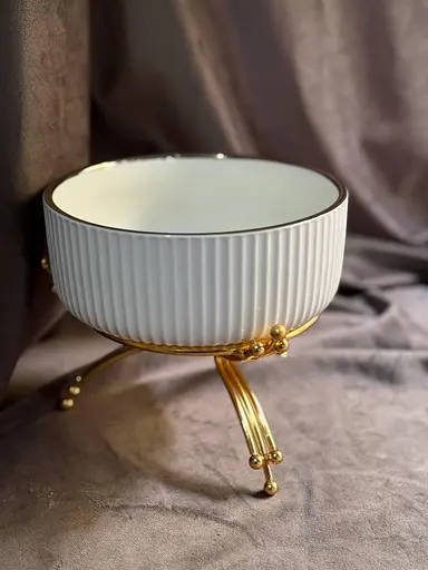 Керамическое блюдо 1568 G для сервировки с декоративной подставкой 16 см - фото 4