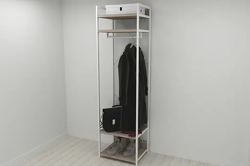 Шкаф Гардероб Уни секция 2 серии Конект Ferrum-decor 220x60x50см Белый металл ДСП Дуб Сонома Трюфель 32 мм (FRD-104546)