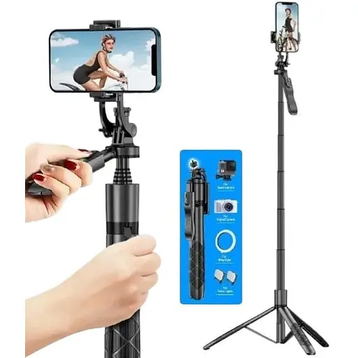 Селфи палка/трипод/штатив 1.55 м с пультом 360° вертикальная/горизонтальная запись - фото 1