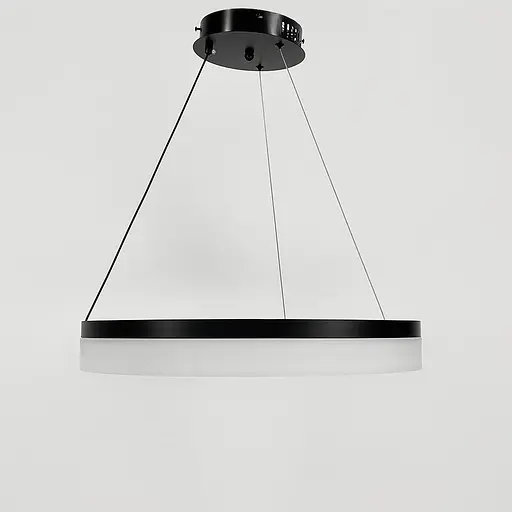 Сучасна кільцева люстра в чорному каркасі у 3-х розмірах | Арт. YO 18 BK | Line F - фото 8