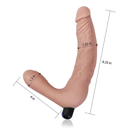 Безремневой страпон с вибрацией LoveToy Rechargeable IJOY 21 см телесный - фото 6
