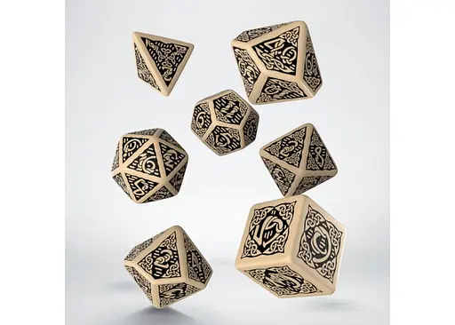 Набор кубиков Celtic 3D Revised Beige & black Dice Set , 7 шт. (SCER18) - фото 2