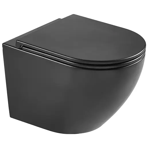 Унитаз подвесной Mixxus Premium Ellipse-0303-R Black 520x365x360 мм, Rimless MP6464, Черный матовый - фото 1