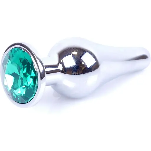 Анальна пробка Boss Of Toys Boss Series - Jewellery Silver Butt Plug Green, BS6400078, Срібний / Зелений