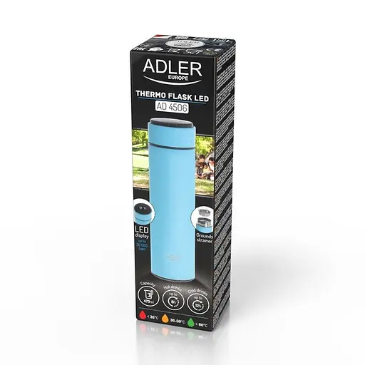 Термос Adler AD 4506 термочашка тепло 8 часов холод 12 часов ситечко 473 мм голубой - фото 7