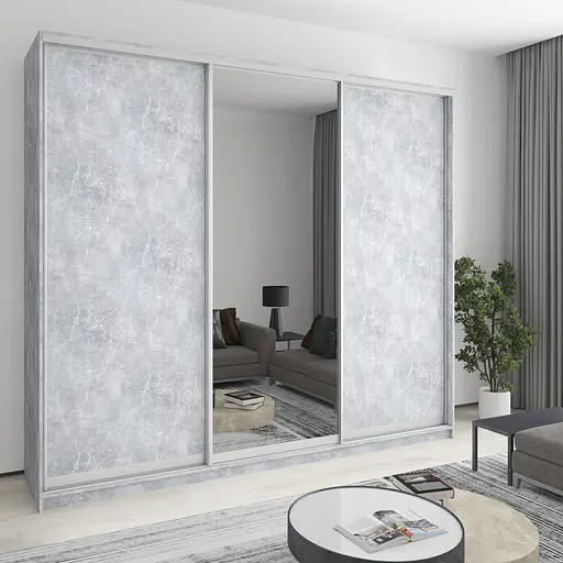 Шафа-купе тридверна MebelStar Комбо AL 2ДСП/Дзеркало 270x60x240 см Бетон (MBS-2157)