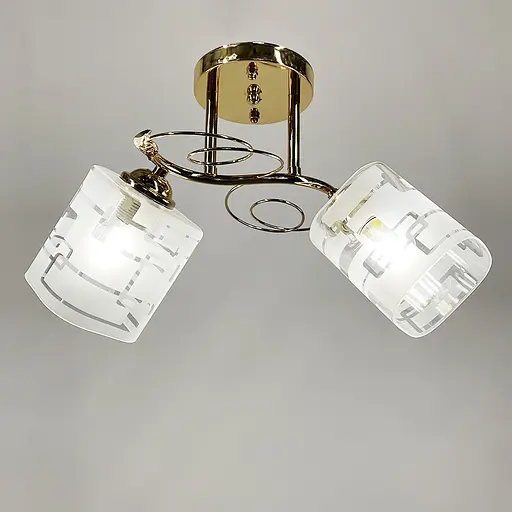 Люстра в золотому корпусі на 2 квадратних плафони | Line F | Арт. 6671/2 B GD - фото 3