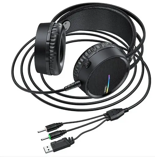 Дротові ігрові навушники Hoco W100 touring gaming з мікрофоном Чорні - фото 4