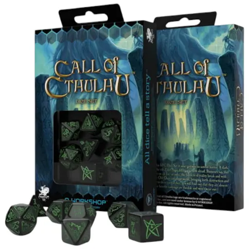 Набор кубиков Call of Cthulhu Black & Green Dice Set , 7 шт. (SCTH02)
