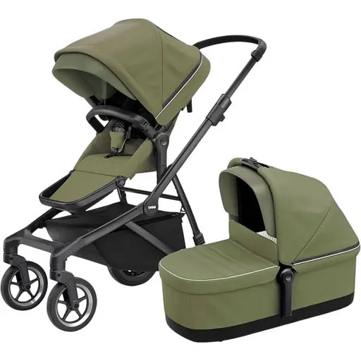 Дитяча коляска Thule Sleek Soft Green on Black з люлькою (TH 11000030) - фото 1