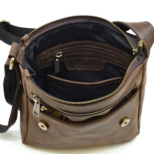 Кожаная мужская сумка через плечо TARWA 22х27х4 см sum0025745 - фото 3