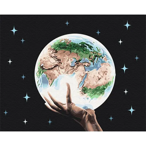 Картина по номерам Планета в руках человека Brushme 40x50 см разноцветная 000276835