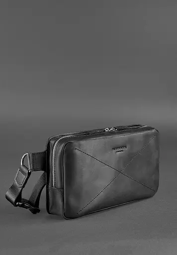 Шкіряна поясна сумка Dropbag Maxi чорна Crazy Horse - фото 3
