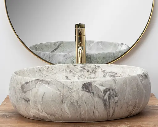 Умивальник Rea Linda stone накладний REA-U1020, Сірий - фото 2