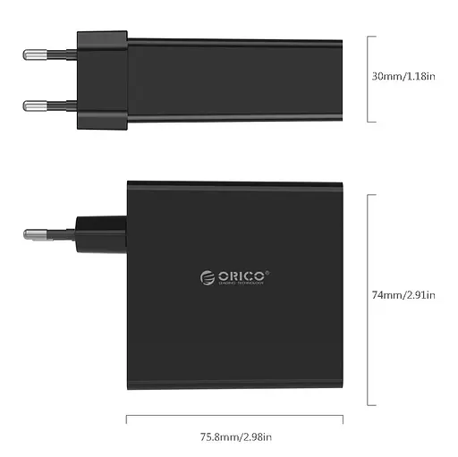 Зарядное устройство на 4 USB-A порта Orico DCW-4U-EU 30 W Black - фото 4