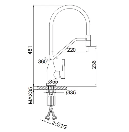 Змішувач для кухні Frap чорний F4497-6 Чорний матовий - фото 5