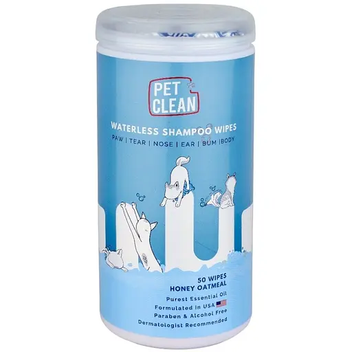 Салфетки влажные Pet Clean Waterless Shampoo Wipes для домашних животных с медово-овсяным ароматом 50 шт.
