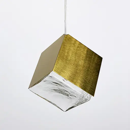Підвіс в латунному корпусі із прозорим квадратним плафоном Line.F MJ 89 GD - фото 3