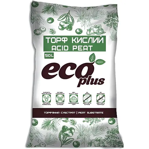Торфяной субстрат Eco Plus Торф кислый 50 л (000019000) - фото 1