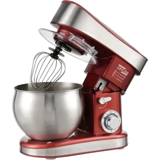 Стационарный миксер тестомес 4в1 Zepline ZP-137 с металлической чашей планетарное вращение 7л 3500Вт Красный - фото 1