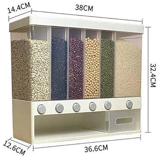 Органайзер для сипучих продуктів Assorted grain rice bucket JC-2170 Диспенсер для круп 6 секцій - фото 7