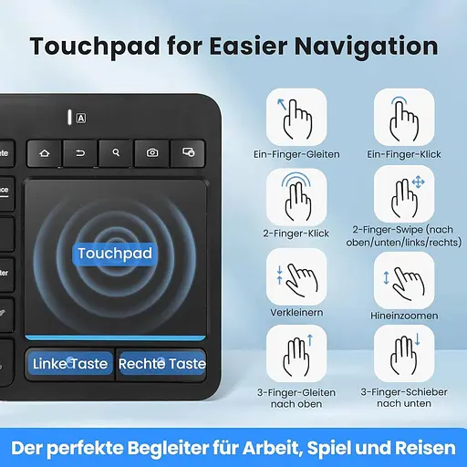 Бездротова Bluetooth-клавіатура Bnnwa з сенсорною панеллю, бездротова клавіатура для телевізора з сенсорним екраном Multi-Touch - фото 4