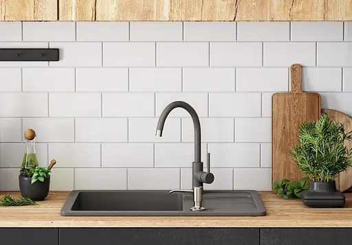 Кухонна мийка гранітна Rea Nils набір 5в1 grey ZLE-00101, Сірий - фото 4