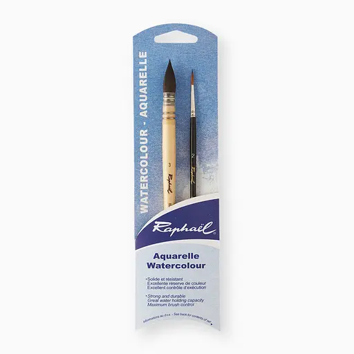 Набор кистей из натурального ворса Raphaël, 2 шт, специально для акварели.