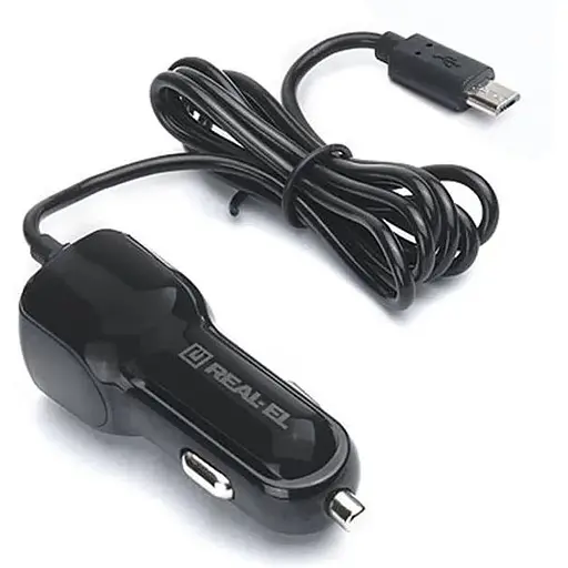 Автомобільний зарядний пристрій Real-El CA-15 (2USB, 2.1A) Black + кабель microUSB - фото 6
