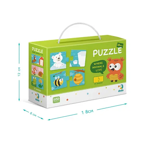 Обучающая игра-пазл "Зверята и их домики" DoDo Toys 300117, 24 элемента-12 пар - фото 5