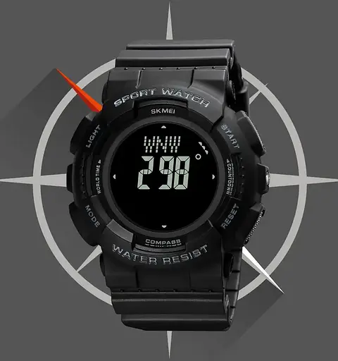 Часы мужские спортивные Skmei 2077 с компасом (Черные) - фото 4
