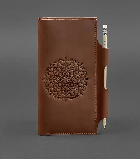 Кожаный тревел-кейс 3.0 светло-коричневый с мандалой Crazy Horse - фото 1