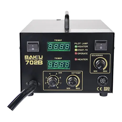 Паяльная станция Baku BK702B/BK702L компрессорная, фен, паяльник - фото 3