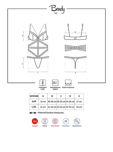 Еротичний боді Obsessive Bondy S/M чорний - фото 5