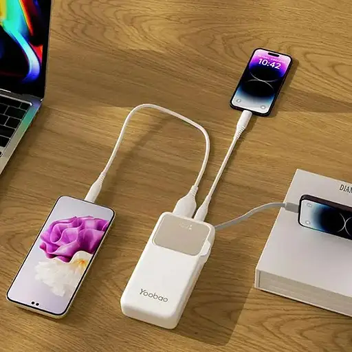 Повербанк Yoobao на 20000 мАг з кабелем та швидкою зарядкою 22,5W Q22 PD+QC Білий - фото 6