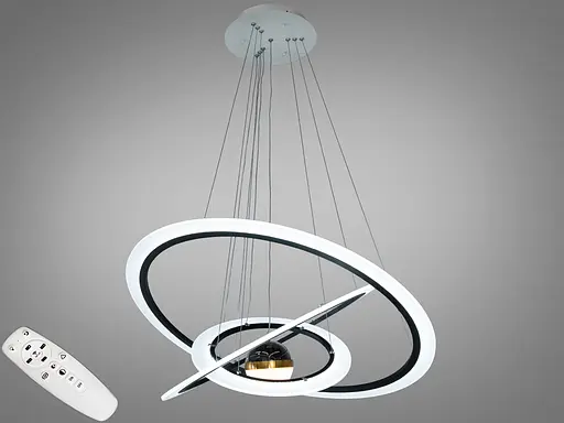 Світлодіодна люстра з додатковим підсвічуванням,140 Вт, чорна - фото 1