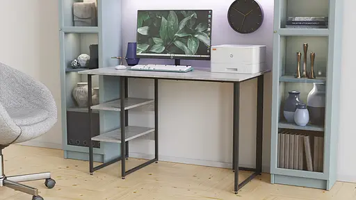 Стіл письмовий Кевін Ferrum-decor 75x140x70 Чорний метал ДСП Бетон 16 мм (FRD-106573) - фото 2