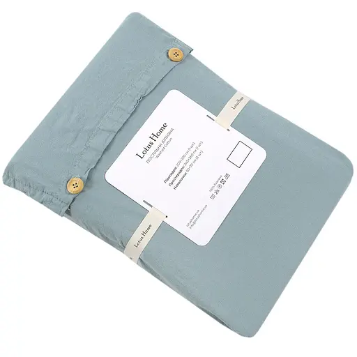 Постільна білизна Lotus Home Washed cotton Kansas блакитний євро (svt-2000022349970) - фото 2