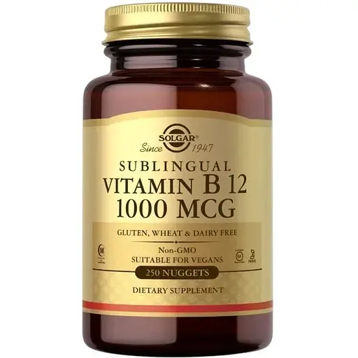 Вітаміни та мінерали Solgar Vitamin B12 1000 mcg Sublingual, 250 таблеток