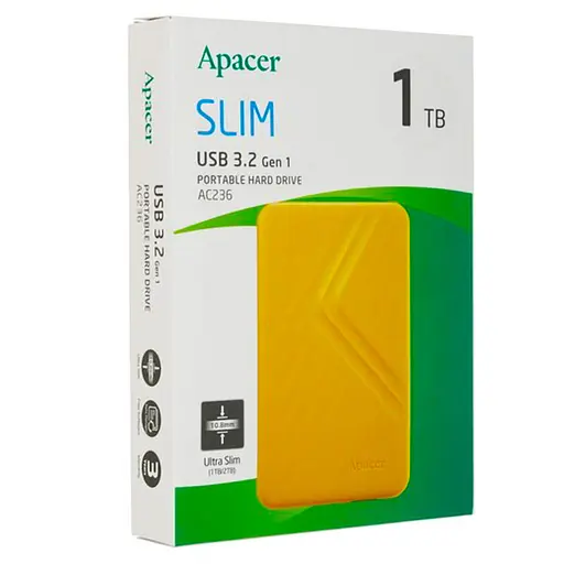 Внешний жесткий диск Apacer PHD External 2. 5“ USB 3. 2 Gen. 1 AC236 1Tb желтый - фото 2