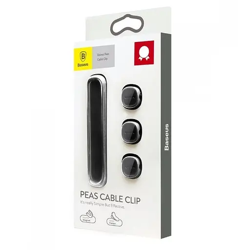 Тримач-затискач для кабелю магнітний Baseus Peas Cable Clip Black - фото 2