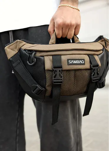 Большая мужская сумка бананка Sambag DynamicDart орех 38 × 21 × 7 см (80411119m) - фото 4