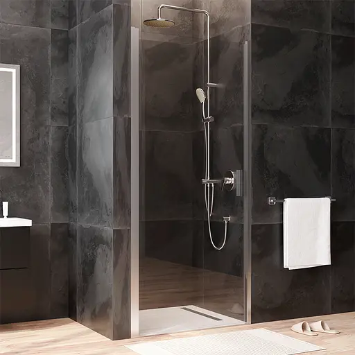 Душові двері AM.PM Gem 90x195 см скло прозоре хром матовий W90UG-090-1P-195MT, прозорий, хром матовий - фото 2