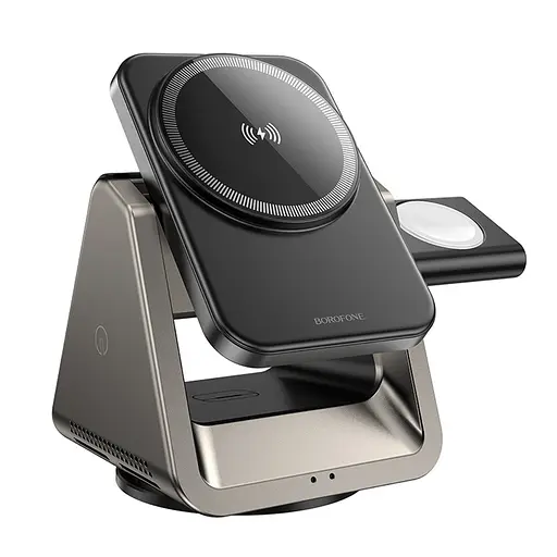 Бездротовий зарядний пристрій Borofone BQ30 3в1 сірий - фото 6
