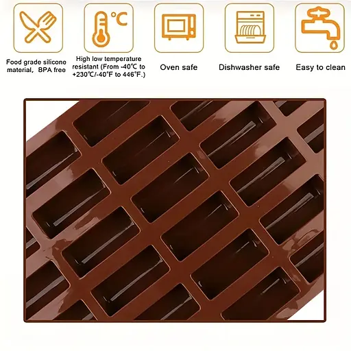 Форма силиконовая на 30 ячеек для батончиков, шоколадных конфет и льда, Kitchen Master Коричневый 87419 - фото 3