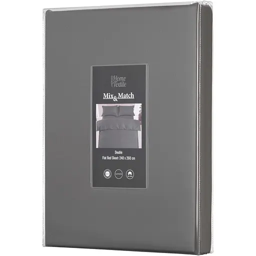 Простыня Ardesto Mix&Match Premium, 240x260см, 100% хлопок, сатин, серый (ART2426FSY) - фото 1